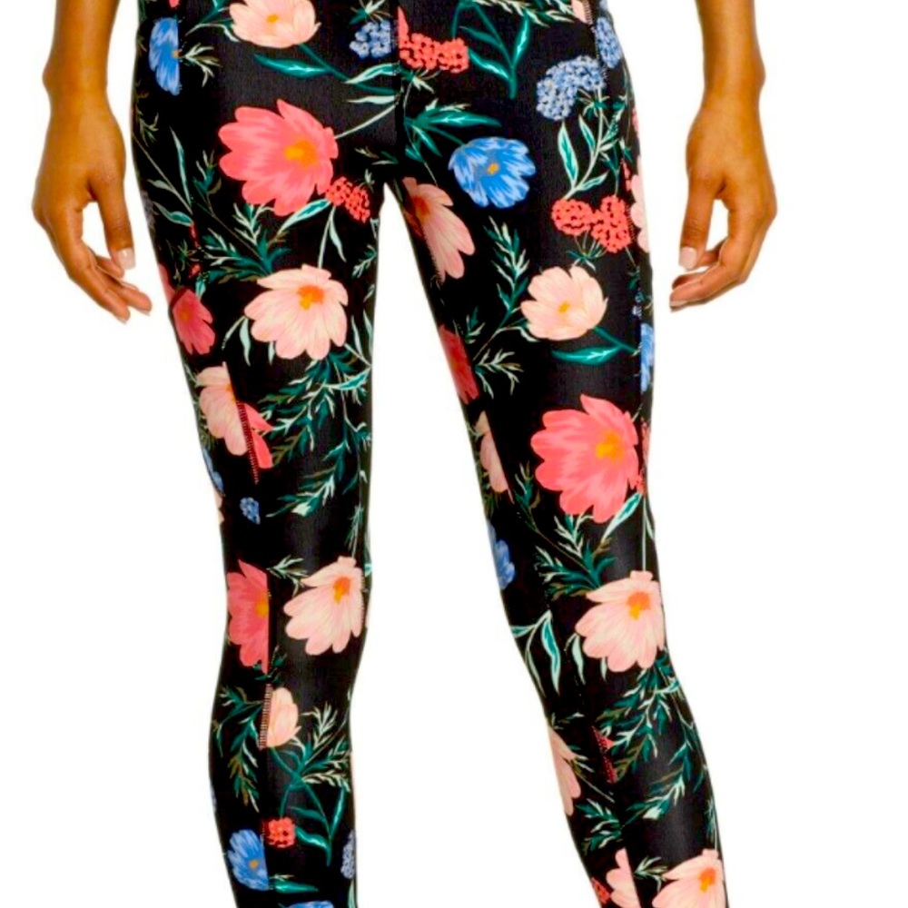 KATE SPADE Women's Legging Blossom Studio Crop Capri Floral Black XL